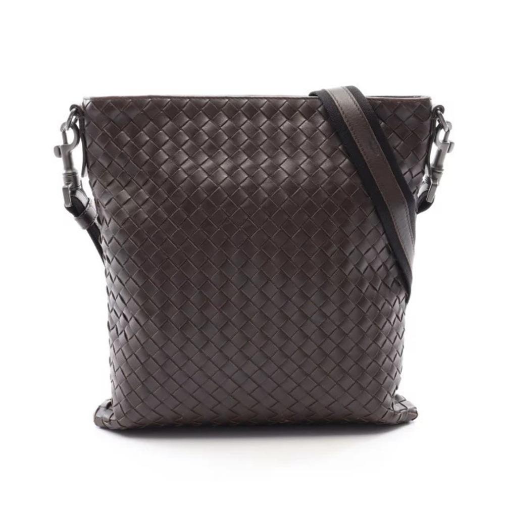 Bottega Veneta Intrecciato Shoulder Bag Leather Brown